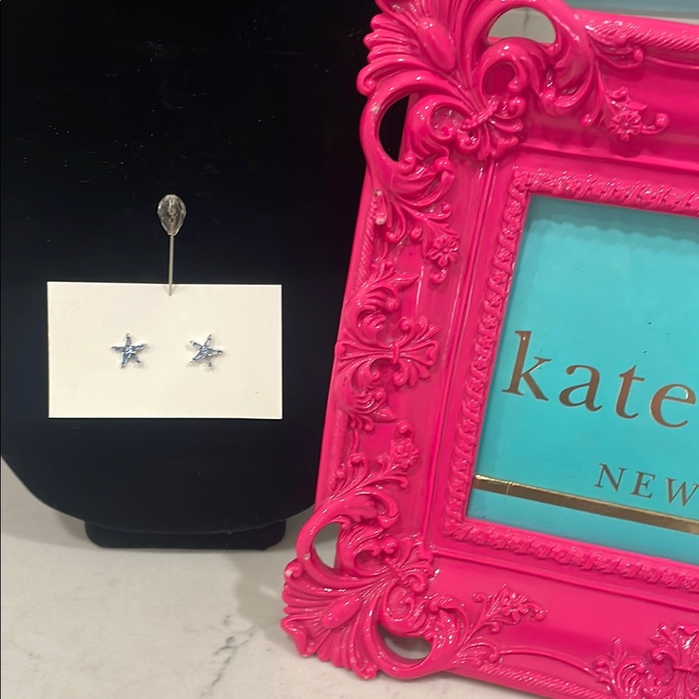 Kate Spade Blue crystal Silver Star Earrings